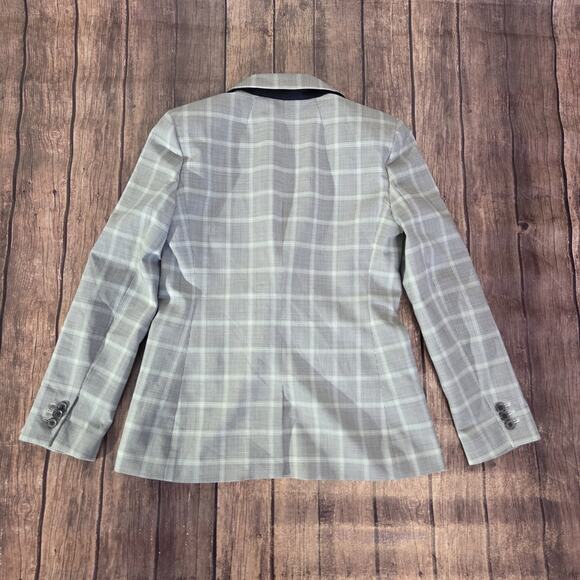 J.Crew Blazer Women 2 Gray Devon Plaid Tollegno 1900 Italian Stretch Wool Blend - Picture 6 of 12
